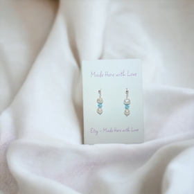 Freshwater Pearl & Aquamarine Crystal Earrings