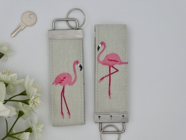 Flamingo Fabric Key Fob, Pink Key Ring