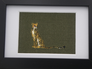Cheetah Textile Picture, Animal Fabric Framed Art