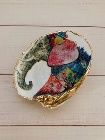 Handmade Elephant Design Shell Trinket Dish
