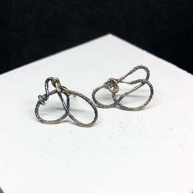 MOLTEN - Unique Organic Sculptural Earrings - Gunmetal & Gold