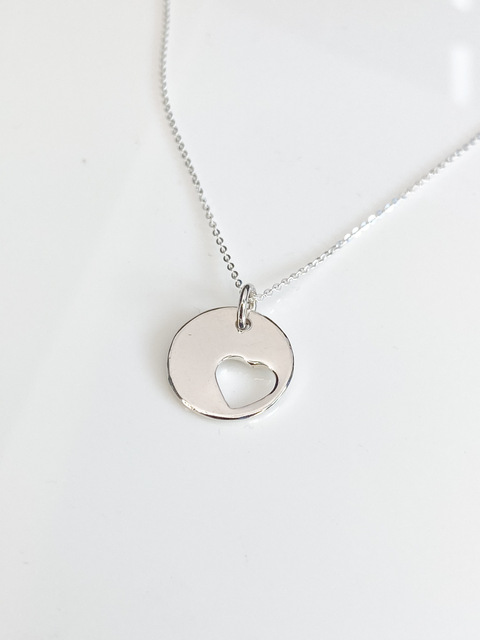 Cut-out heart sterling silver necklace