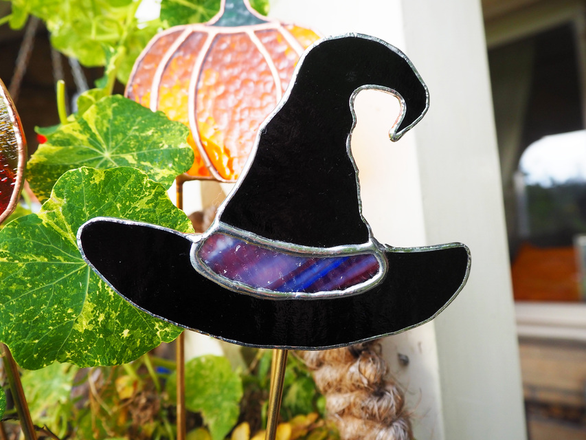 Witch Hat Stained Glass Plant Stakes