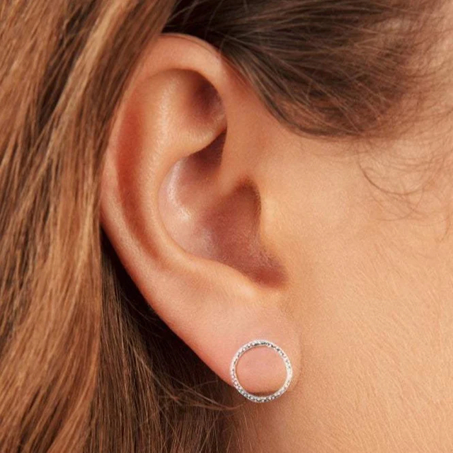 Circle Sterling Silver Stud Earrings 