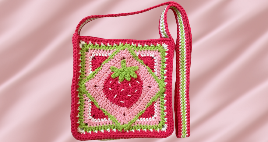 Strawberry Crossbody Crochet Bag