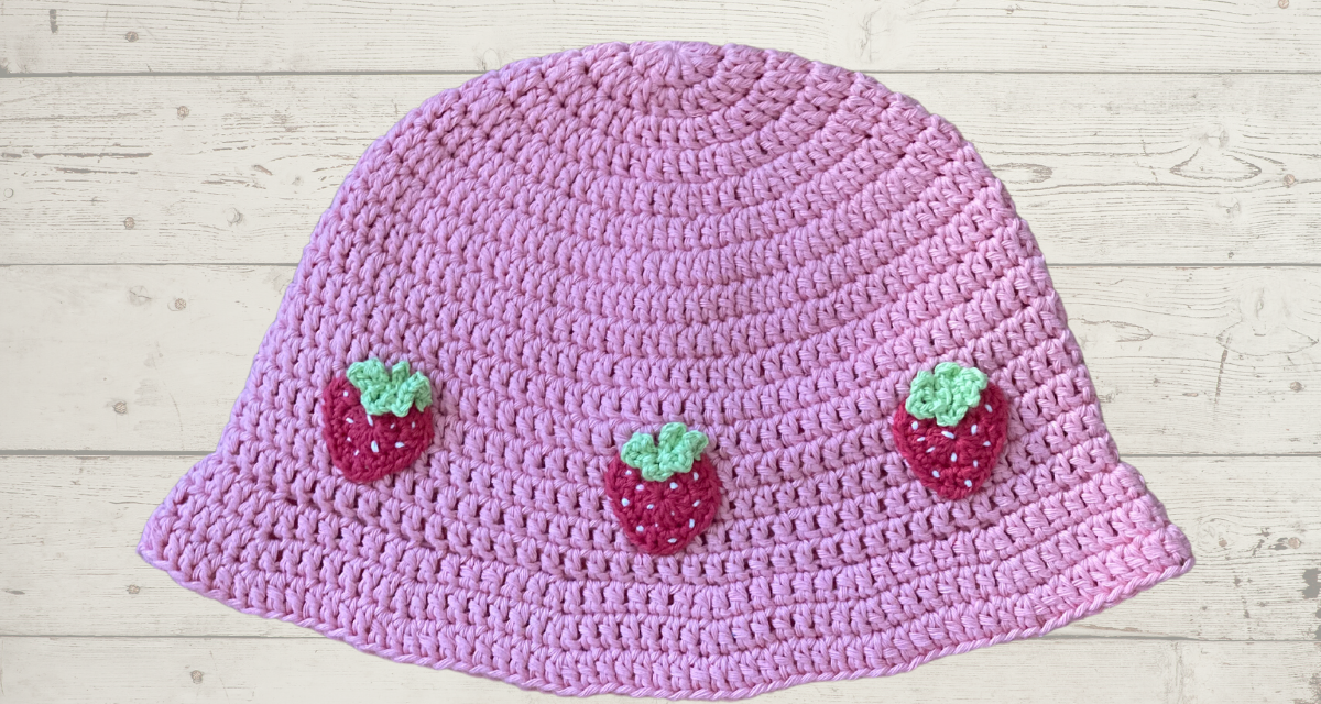 Strawberry Crochet Bucket Hat - 100% Cotton