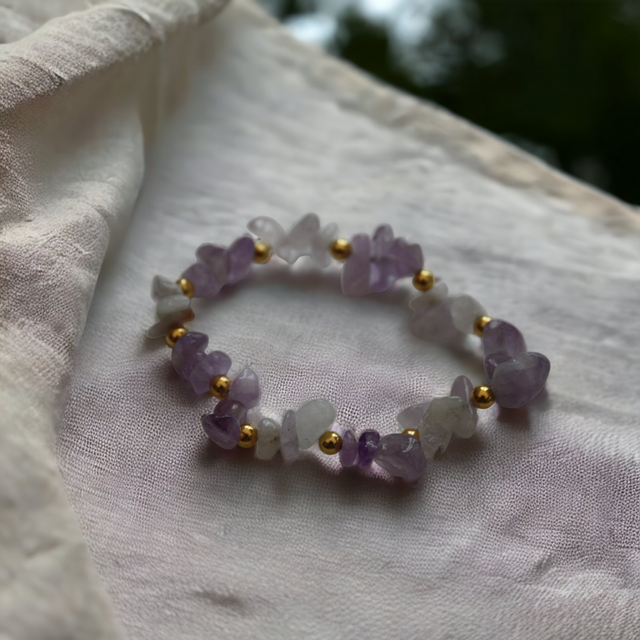 Lilac Cape Amethyst with Gold Gemstone Bracelet