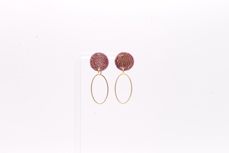 Circle Stud with Gold Plated Oval Drop