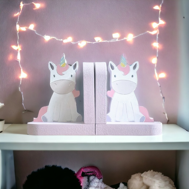 Engraved unicorn bookends