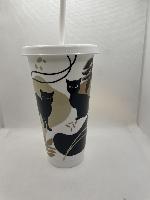 Abstract Cat Design Cold Cup