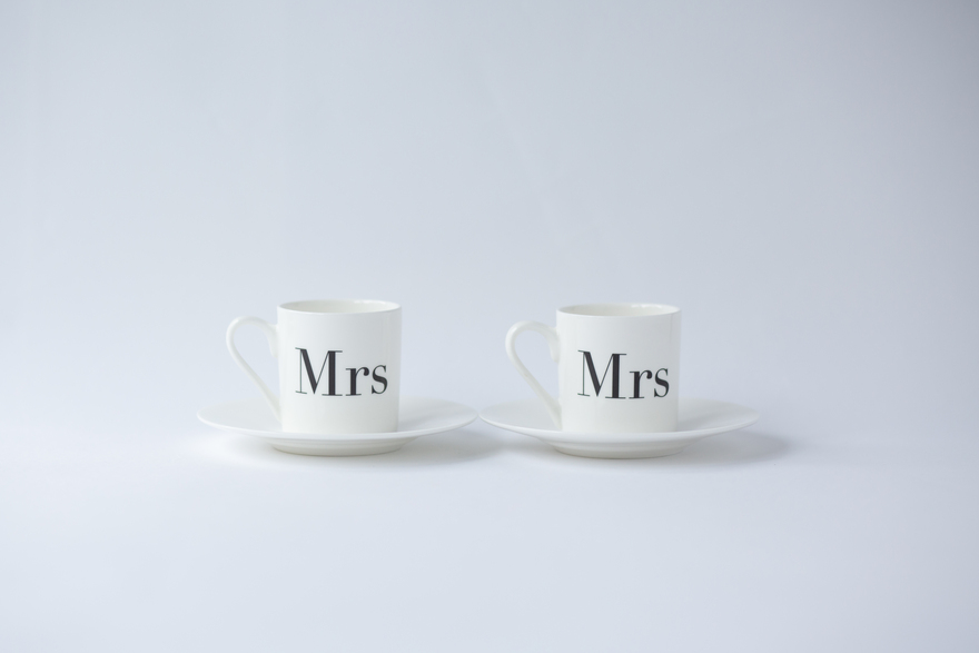 Mrs and Mrs Espresso Cup and Saucer Set