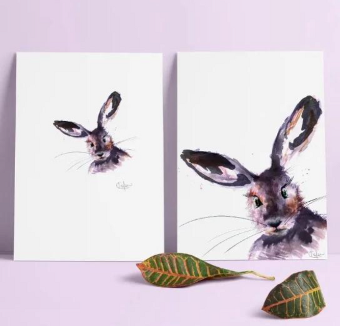 Hare Illustrated Luxury Giclée Unframed Print