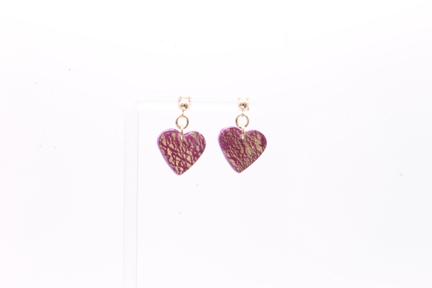 Heart Drop Earrings with Gold Filled Ball Stud