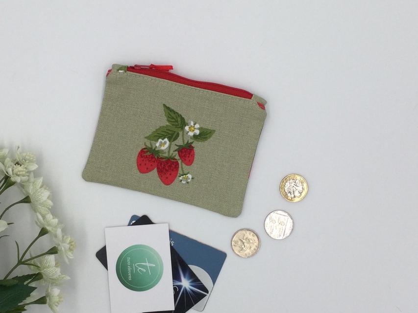 Strawberry Coin Purse, Zipped Card Holder
