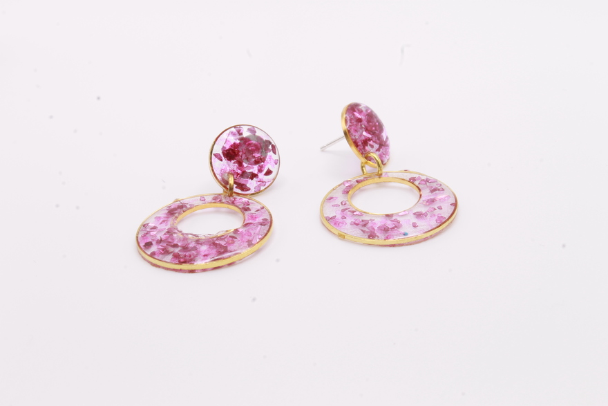Shimmery Double Circle Resin Earrings