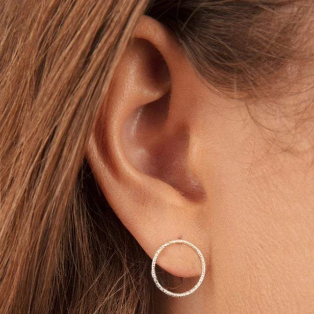 Large Circle Sterling Silver Stud Earrings 