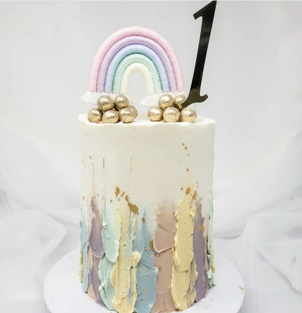 Macrame Rainbow Cake Topper