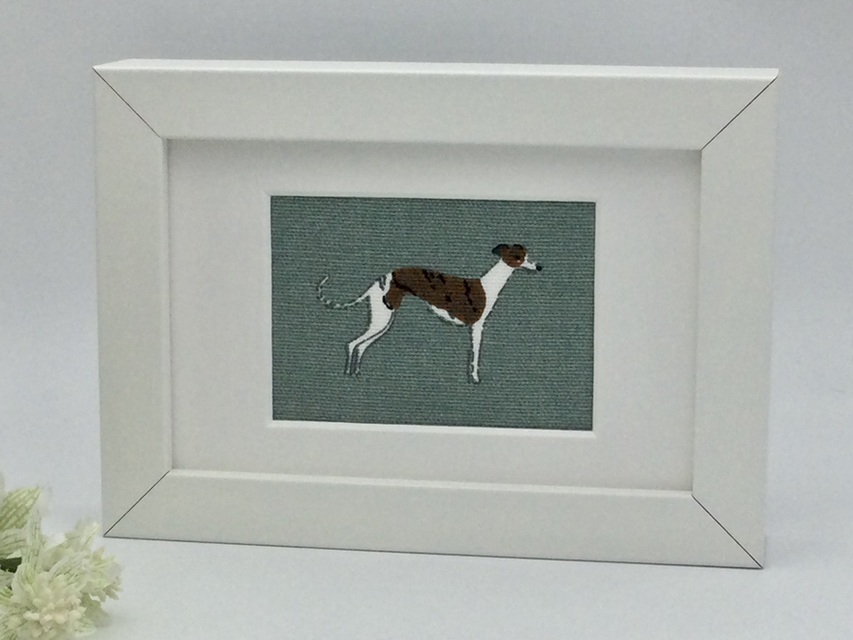 Brown & White Greyhound Dog Fabric Picture