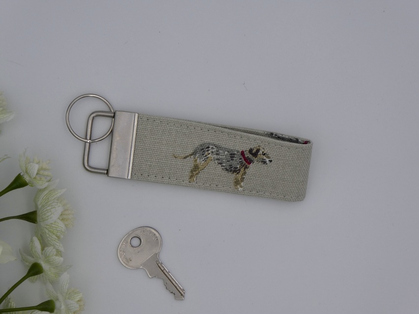 Terrier Dog Key Fob, Fabric Key Ring