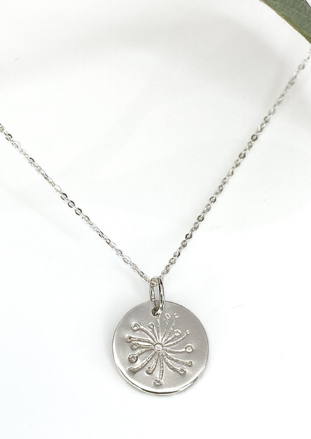 Dandelion seed silver necklace