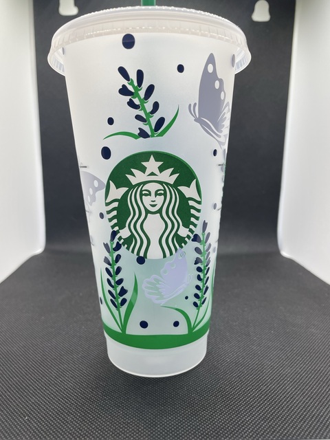Butterfly and Lavender Starbucks Cup