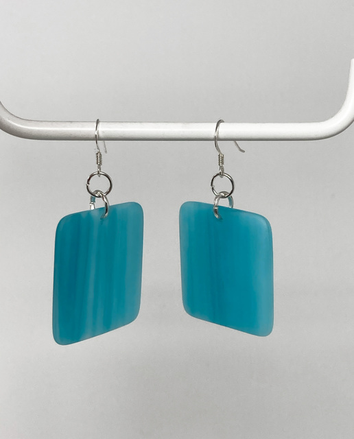 Marble Blue Glass Earrings