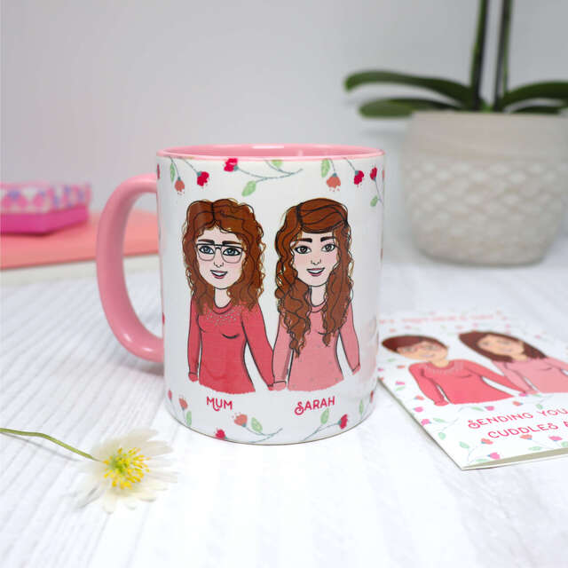 Mother and Daughter Personalised Cartoons Mug